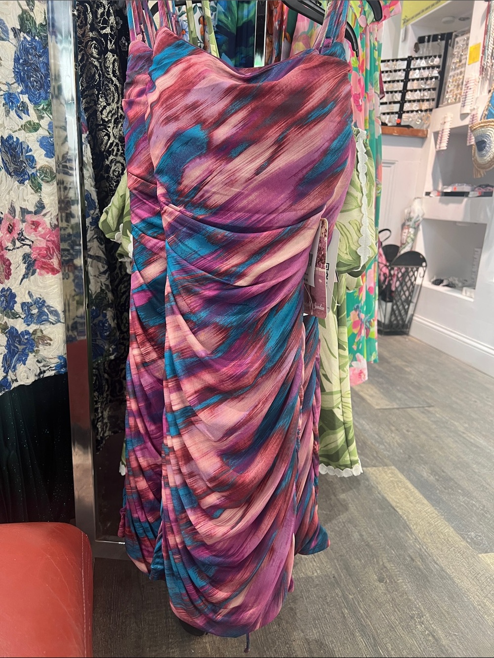 Emerald Sundae Purple Multi Ruched Dress